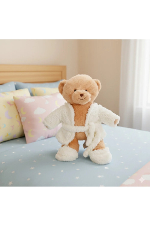 Sevimli Pijamalı Terlikli Peluş Ayı 40 cm