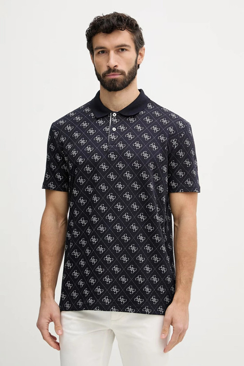 Kısa Kollu Tamamı 4G Jakarlı Polo Yakalı Erkek Lacivert Polo T-shirt M6GP04K3073-FBDB