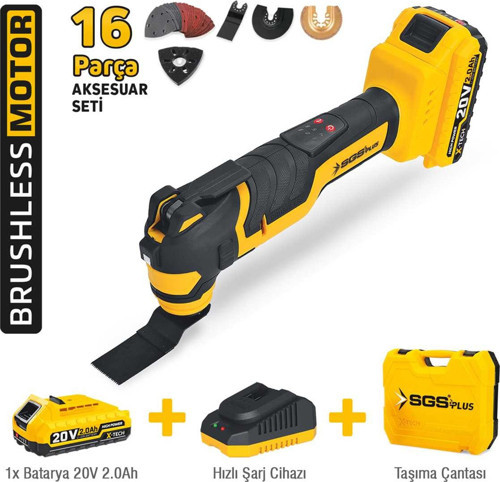 AKÜLÜ MULTI-TOOLS KESİCİ VE RASPALAMA MAKİNESİ 20V 1*2.0 Ah SGS5435