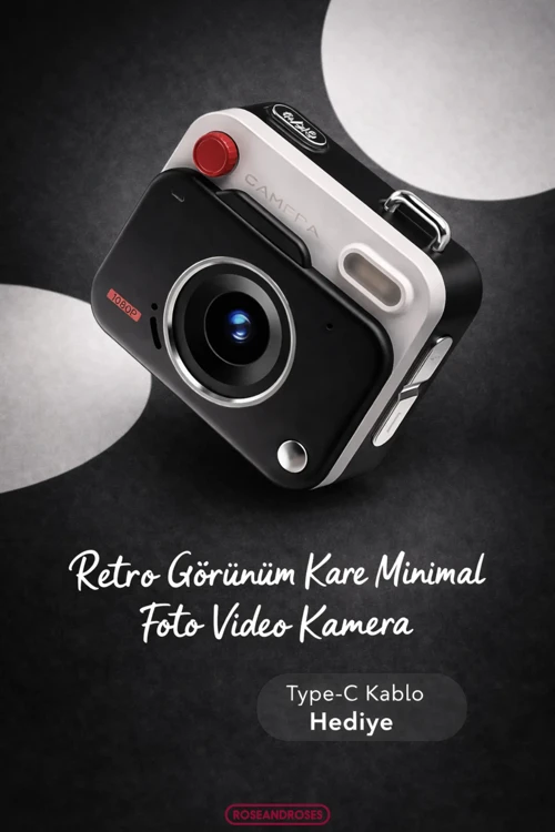 Retro Görünüm Kare Minimal Foto Video Kamera