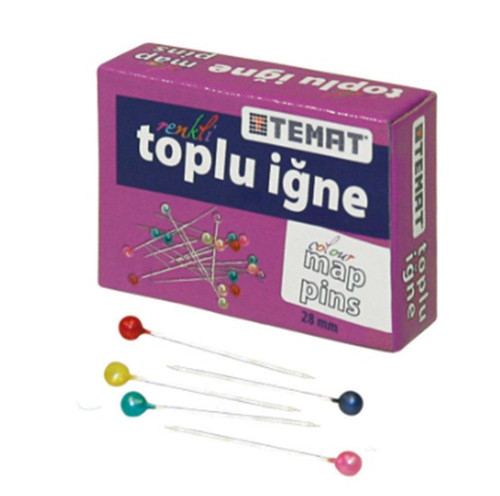 Renkli Toplu İğne 25mm 25Li - 3 kutu