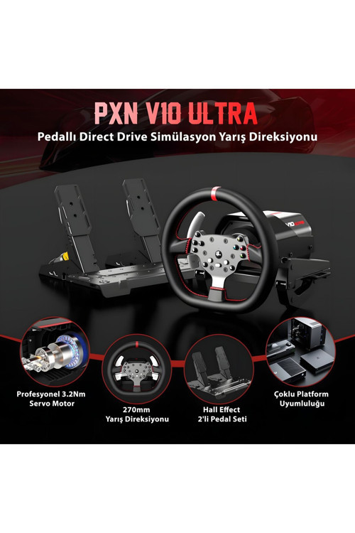 V10 Ultra Direct Drive Yarış Direksiyon Seti - 3.2Nm Servo Motor - PC, PS4, Xbox uyumlu