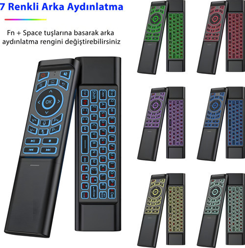 M3 Akıllı Kumanda – Air Mouse & Kablosuz Klavye, 6 Eksenli Jiroskop, IR Öğrenme, Bluetooth & 2.4 GHz
