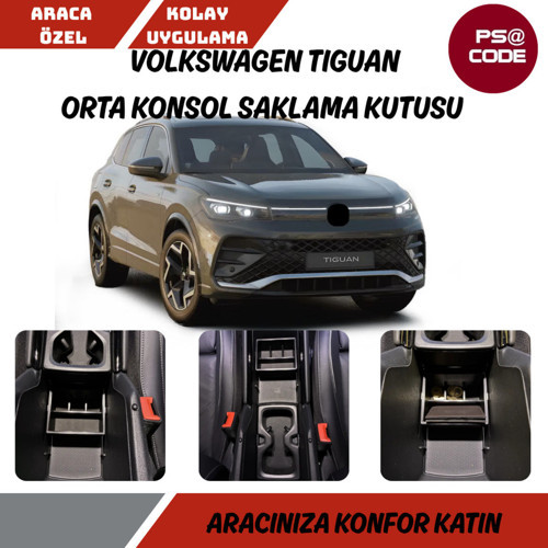 Volkswagen Tiguan 2024 ve üzeri Uyumlu orta konsol saklama kutusu-kolçak