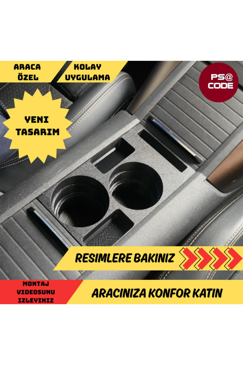 Citroen Berlingo-Peugeot Rifter-Proace City-Fiat Doblo-Opel Combo Uyumlu Orta Konsol Bardaklık