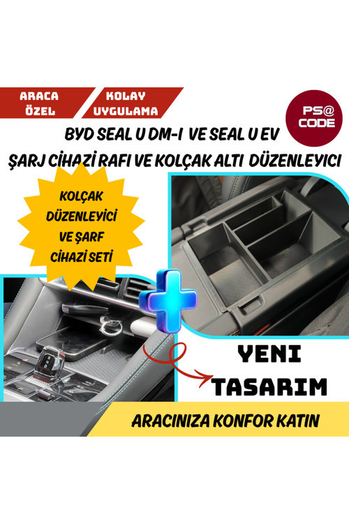 BYD Seal U DM-i ve SEAL U EV ŞARJ CİHAZİ RAFI ve KOLÇAK DÜZENLEYİCİ SET