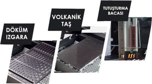 Mangal Aksesuar Seti Döküm Izgara+lav Taşı+tutuşturmabaca