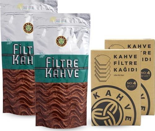Filtre Kahve 250 gr x 2 Adet ve Filtre Kahve Kağıdı 80'li x 2 Adet