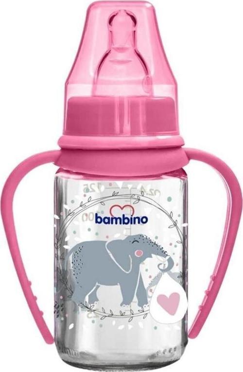 Kulplu Cam Biberon 125 ml - Pembe