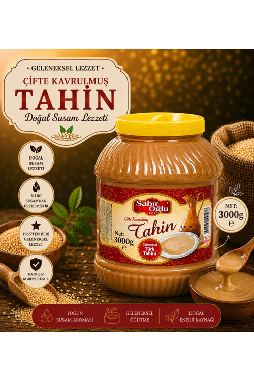 Bozkır Tahini 3000 Gr Siyah Tahin Çifte Kavrulmuş Tahin
