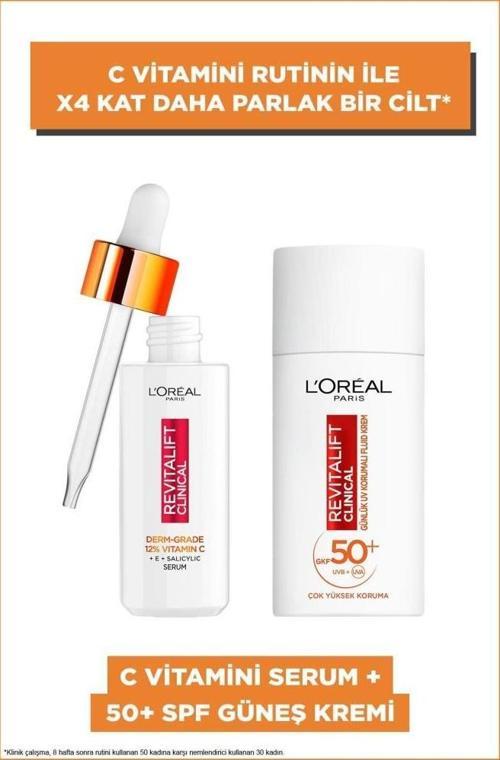 Revitalift Clinical %12 Saf C Vitamini Aydınlatıcı Serum & Spf 50+ Uv Korumalı Yüz Güneş Kremi 50ml