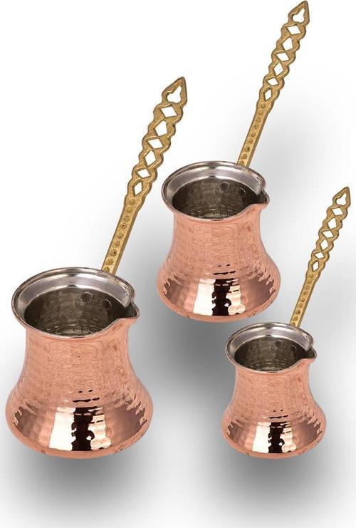 Premium Collection Köz Bakır Cezve 3'lü Büyük Takım