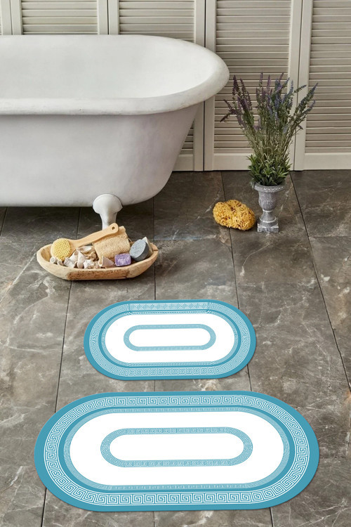Dijital Yıkanabilir Kaymaz Taban Klasik Model Oval Banyo Paspası Klozet Takımı