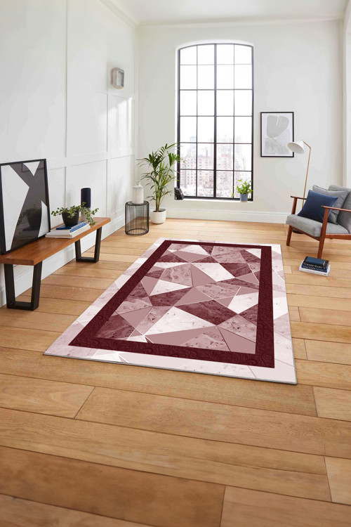 Çerçeveli Modern Mermer Detaylı Yıkanabilir Kaymaz Taban Yolluk Mutfak Salon Halısı