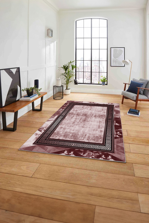 Çerçeveli Modern Klasik Baskılı Yıkanabilir Kaymaz Taban Yolluk Mutfak Salon Halısı