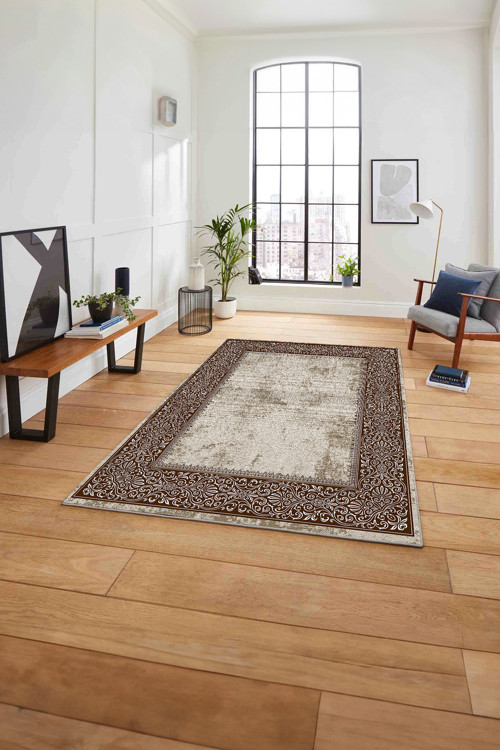 Çerçeveli Klasik Modern Model Yıkanabilir Kaymaz Taban Yolluk Mutfak Salon Halısı
