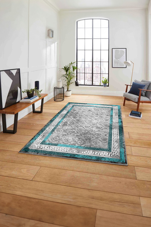 Çerçeveli Kupa Desenli Yıkanabilir Kaymaz Taban Yolluk Mutfak Salon Halısı