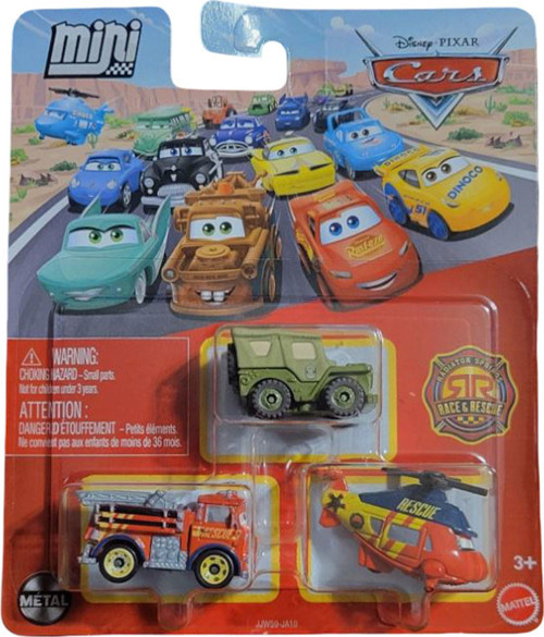Disney Pixar - Üçlü Mini Racers - Race Rescue - Sarge & Red & Rotor Turbosky JJW59