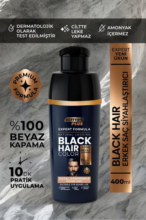 Expert Men Black Hair Color Siyah 10 dakikada Etkili Geliştirilmiş Formül Doğal Görünüm