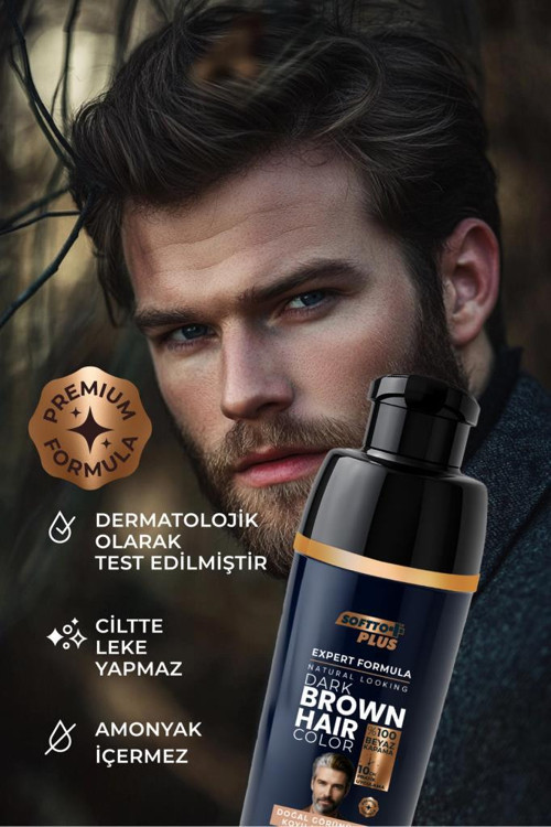 Softto Plus Expert Men Dark Brown Hair Color Koyu Kahve Geliştirilmiş Formül Doğal Görünüm 3