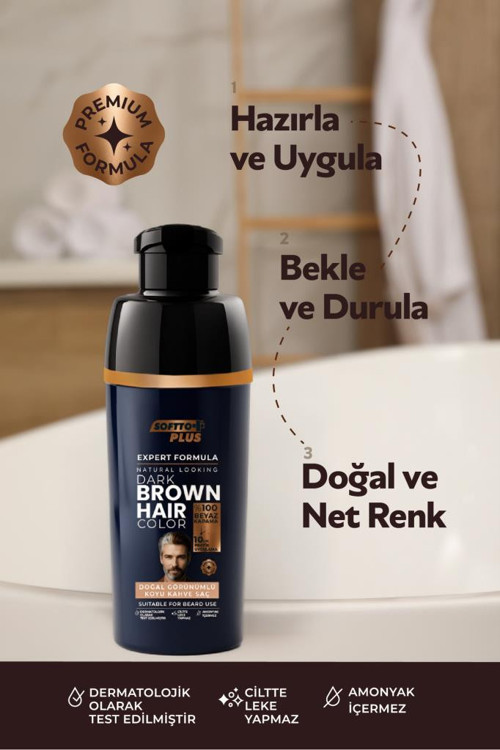 Softto Plus Expert Men Dark Brown Hair Color Koyu Kahve Geliştirilmiş Formül Doğal Görünüm 5
