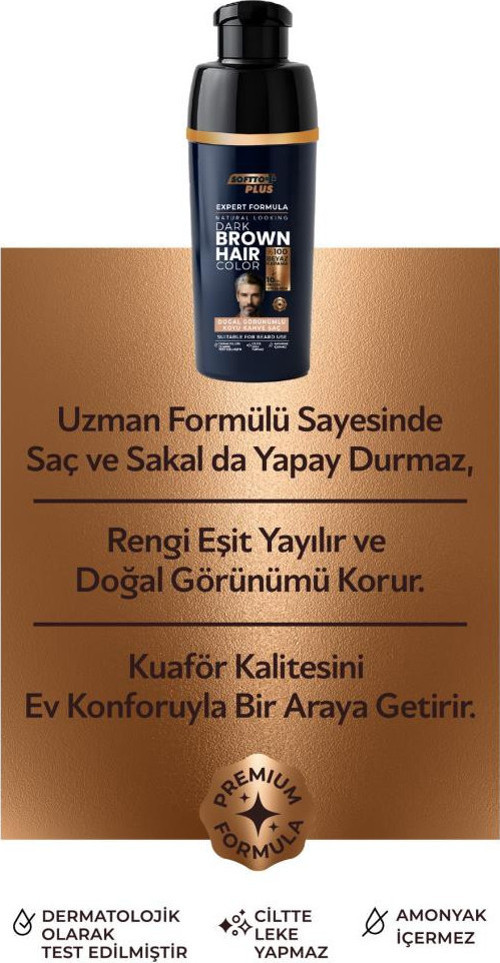 Softto Plus Expert Men Dark Brown Hair Color Koyu Kahve Geliştirilmiş Formül Doğal Görünüm 6