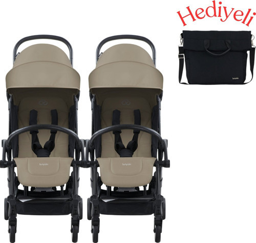 Connect³ İkiz Bebek Arabası Black - Sand & Yan Bakım Çantası Hediyeli