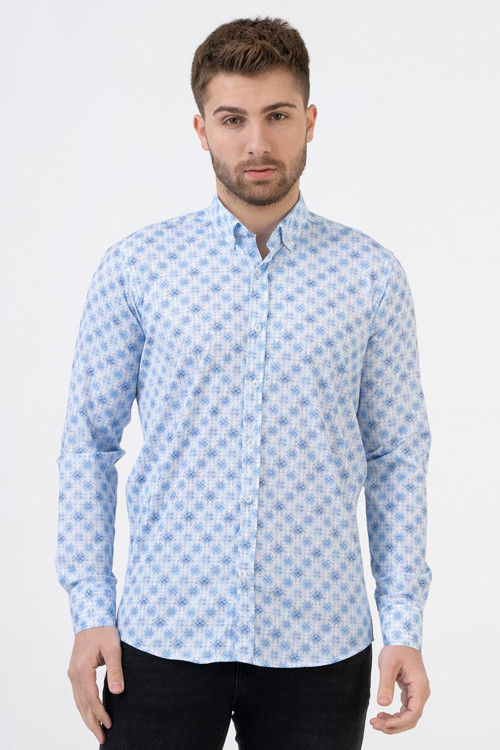 Barcelona G2311 Pamuklu Likralı Regular Fit Gömlek Desenli