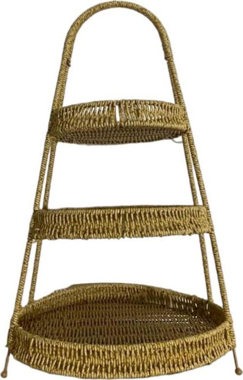 Bambu Sunumluk, 3 Katlı Ayaklı, Çok Amaçlı Yuvarlak Kahvaltılık