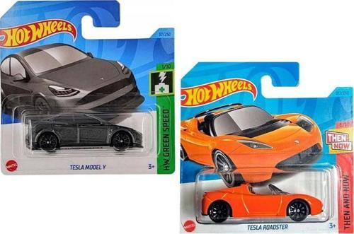 2 Araç Tesla Set - Model Y & Roadster (1/64)