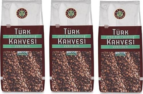 Orta Kavrulmuş Çekirdek Türk Kahvesi %100 Arabica 1kg x 3 Adet