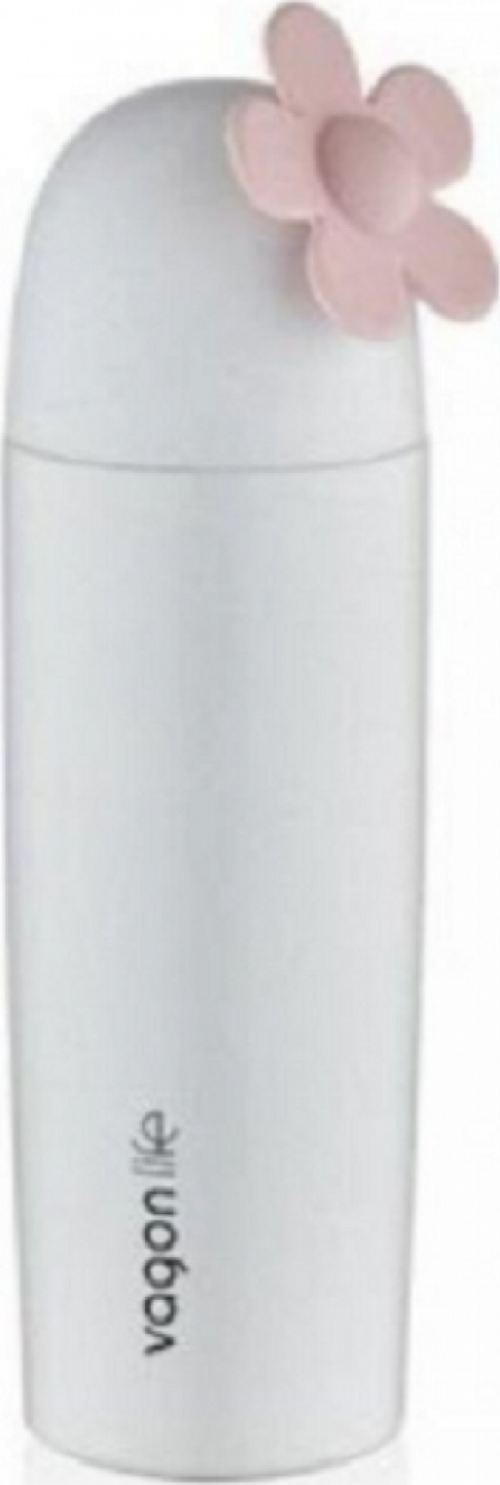 Vagon Beyaz  Çiçek Detaylı Çelik Matara 360 ML