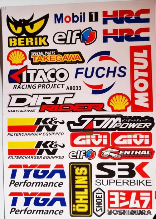 Araba, Motosiklet, Bisiklet, Kask Sponsor Sticker Seti, Çıkartma Etiketi A8033 Model
