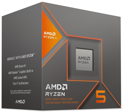 RYZEN 5 8500G 6 Core, 3,50-5.00GHz, 22Mb Cache, 65W, AM5 Soket, BOX (Kutulu) (Grafik Kart VAR, Fan VAR)