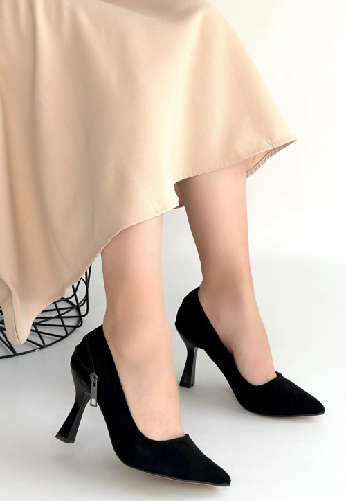 Siyah Süet Topuklu Ayakkabı
