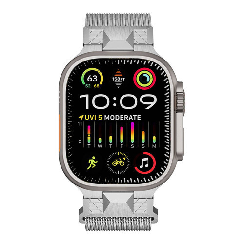 Watch Ultra 49mm KRD-107 Metal Hasır Kordon Gümüş