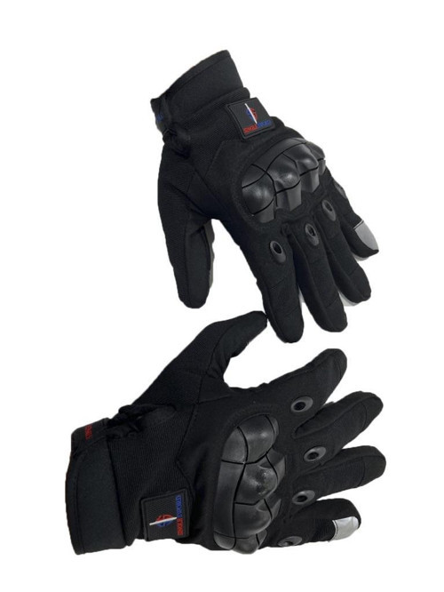 Tam Parmak Motosiklet Eldiveni Siyah