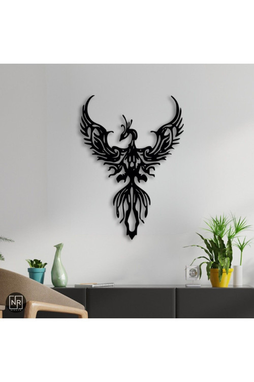 Anka Kuşu Motifli Metal Duvar Tablosu