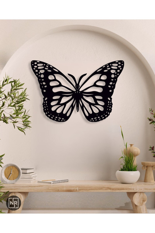 Kelebek Motifli Metal Duvar Tablosu