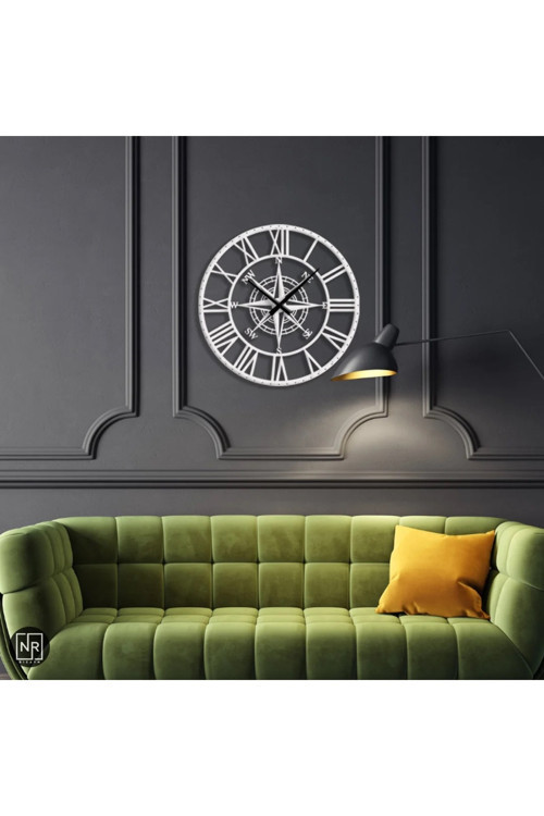 Dekoratif Pusula Metal Duvar Saati