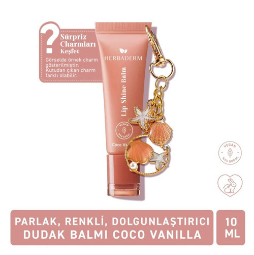Parlak Dudak Balmı Coco Vanilya Aromalı 10 ml (Charm Hediyeli)