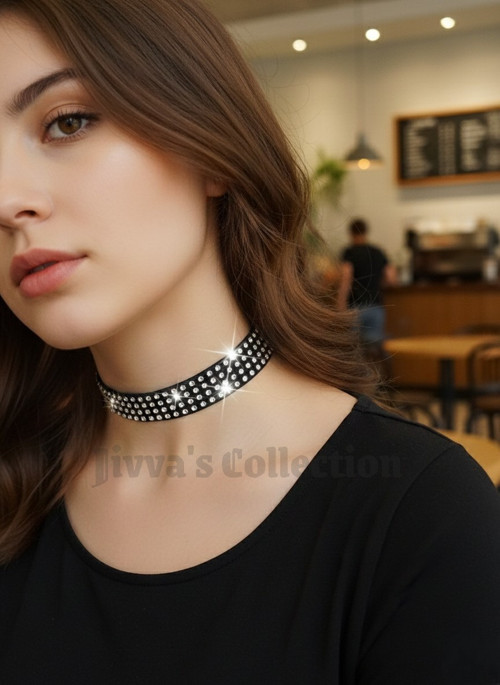 Siyah Taşlı Choker Kolye. Özel Tasarım