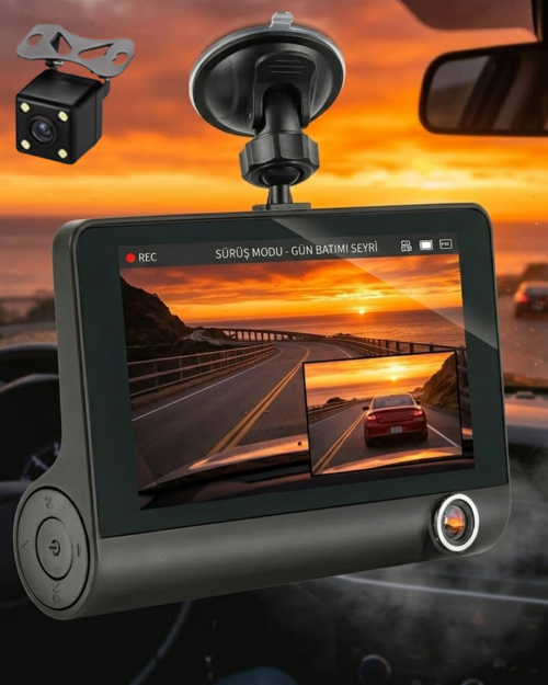 uygun Çift Lens Araç Güvenlik Kamerası G Sensörlü Full HD popüler