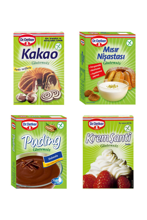 Glutensiz Kakao-Mısır Nişastası-Puding-Krem Şanti 4'lü Set