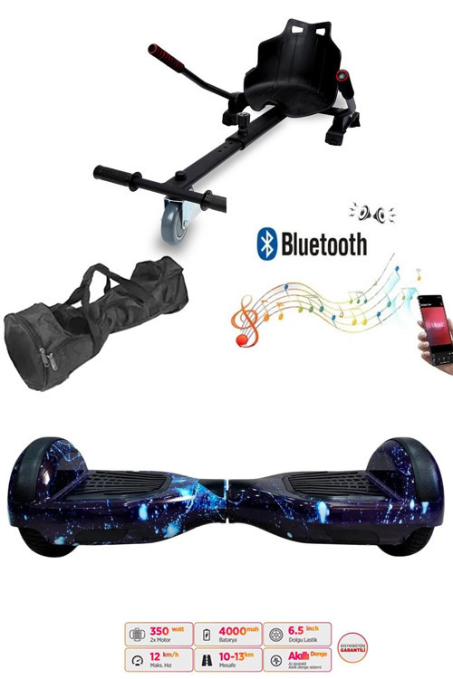 Elektrikli Kaykay Hoverboard Akıllı Denge 6.5 Inch + HoverKart + Çanta EXTREM PAKET D12