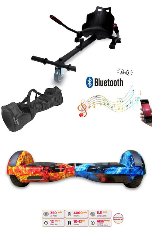 Elektrikli Kaykay Hoverboard Akıllı Denge 6.5 Inch + HoverKart + Çanta EXTREM PAKET D10