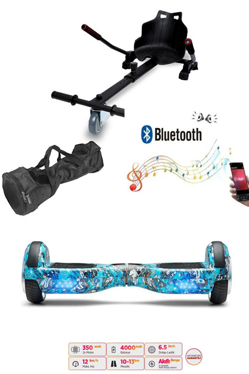 Elektrikli Kaykay Hoverboard Akıllı Denge 6.5 Inch + HoverKart + Çanta EXTREM PAKET D20