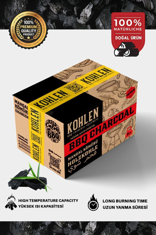 Doğal Meşe Mangal Kömürü Bbq Özel | Boylanmış | Doğal | 5 Kğ