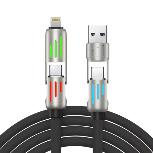 CB270 240W 4in1 USB Type-C Lightning 1.2m RGB Hızlı Şarj Kablosu - Siyah