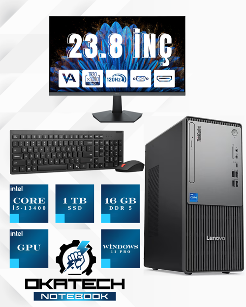 THİNKCENTRE NEO 50T G5 12UB000BTR CORE I5 13400-16 GB DDR5 RAM -1 TB NVM SSD WİNDOWS 11 PRO+ 23,8'' MONİTÖR HEDİYELİ 12U